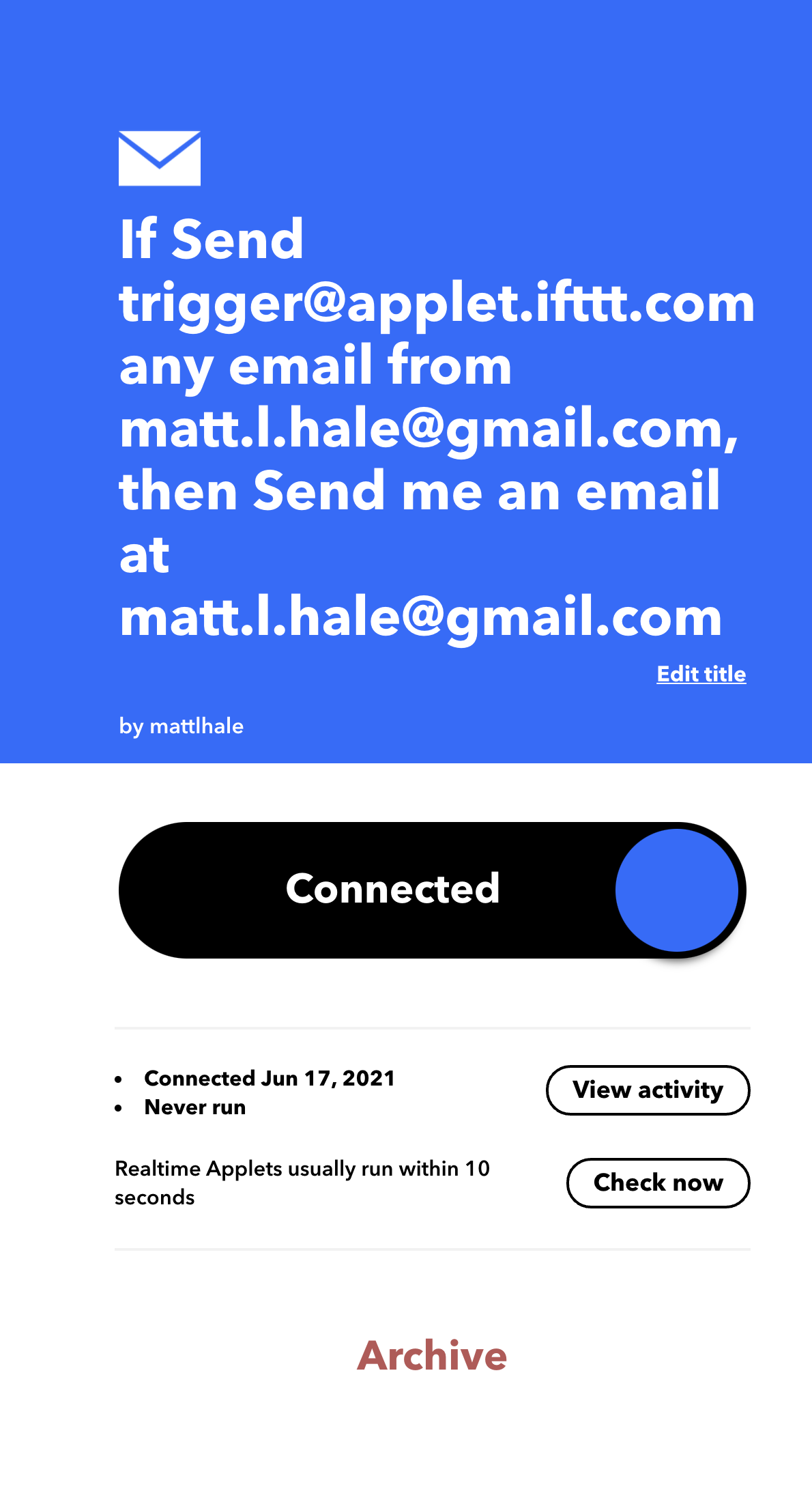 email sent